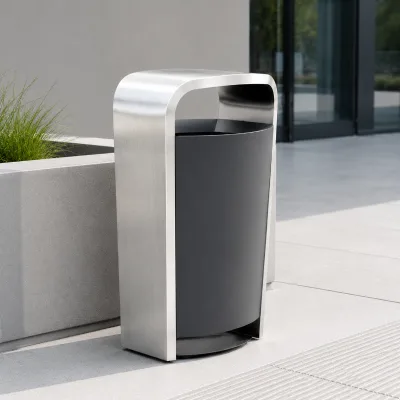 Modern Stainless Steel Outdoor Waste Bin Commercial Litter Receptacle for Public Space Park School Office Building Custom Design