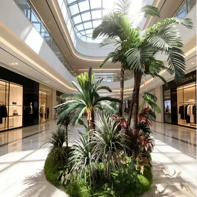 Realistic Tropical Palm Tree Outdoor Weather Resistant Landscaping Ornament Custom Height for Hotel Mall Garden Decoration