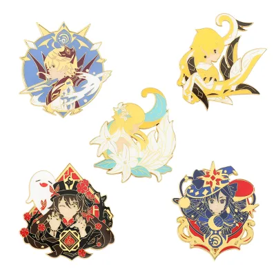 Genshin Impact Accessories Tartaglia Traveler Figure Enamel Anime Brooch for Anime Fens Gifts