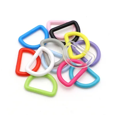15mm Coated Plastic D-shaped Ring Semi-circle Luggage Backpack Buckle Size 15 for Dog Collar Leash Accessories D Ring