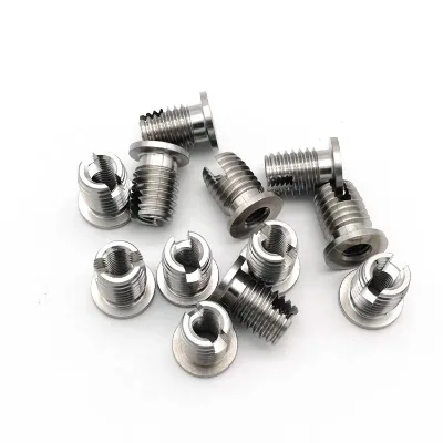 302H Stainless Steel Flanged Slotted Threaded Insert Self Tapping Threaded Bushing Single-slot Screw