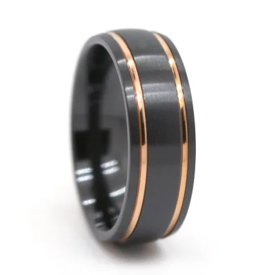 Wholesale 2023 new design black zirconium couples wedding ring in good demand