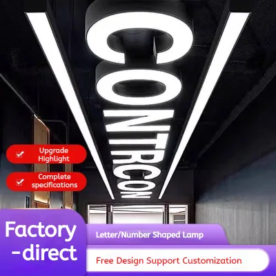 Modern Creative Iron Led Luminous Letter Light Letter Lamp Customizable Restaurant Coffee Shop Personalized Ceiling Chandelier
