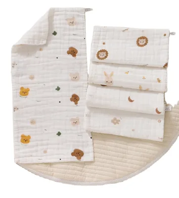 Six Layers Cotton Muslin Newborn Baby Soft Washcloths Baby Face Towels Wash Wipe Blanket