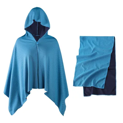 Custom Woven Polyester Quick-Drying UV Protection Hooded Cooling Towel Shawl for Outdoor Sports Mountaineering Pool Beach