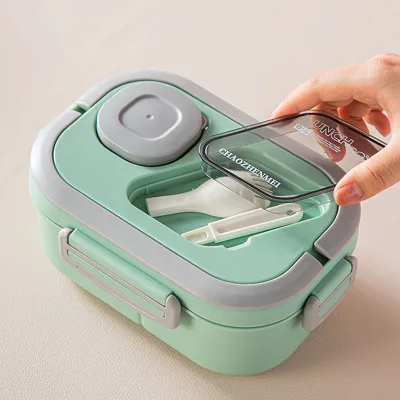 Icen Y02 Cartoon Rectangular Handling Lunch Box with Sauce Box&spoon