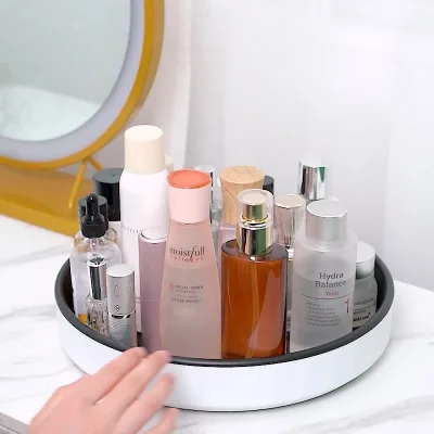 360-degree Rotating European Style Storage Tray Multi-function Kitchen Shelf Seasoning Condiment Box Rack Cosmetic Household