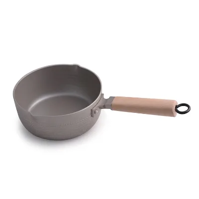 An Exquisitely Stylish Aluminum Non-stick Nanakiri Pan with Double Pouring Spouts and No Lid