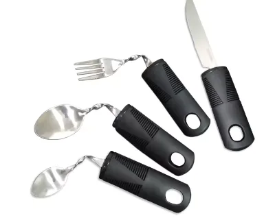 Elderly Arthritis Aid Adaptive Stainless Steel Silverware Set-Fork & Spoon Dinnerware