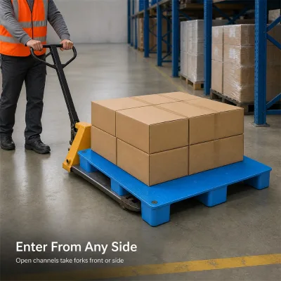 Wholesale Plastic Pallet HDPE Injection Molded Grid Top Stackable Storage Skid Forklift Entry Tray Factory Direct