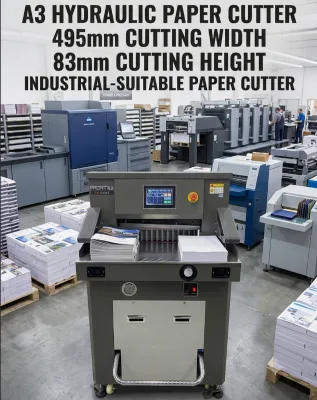 FRONT H498T Hydraulic Program Control Paper Cutter 495mm 7" Touch Screen Stainless Steel Table