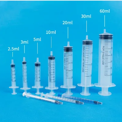 Medical High Quality Medical 2 Parts Syringe 1ml 2ml 2.5ml 3ml 5ml 10ml 20ml 30ml 50ml 60ml Injection Syringe
