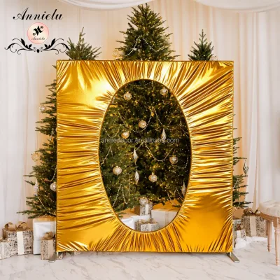 ANNIELU Aluminum Alloy Backdrop Stand 7x8ft Oval Pipe Frame for Christmas Wedding Party Curtain Drape Photo Studio Decoration