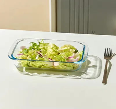 Oven Safe Heat Resistant Transparent 3.5L Rectangular Tempered Glass Dessert and Cake Baking Tray Eco Friendly