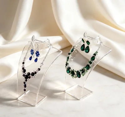 Custom Multi Tier Acrylic Jewelry Display Stand With Ring Earring Necklace Holder for Retail and Exhibition