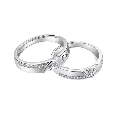 Love Endless Couple Ring Simple Zircon Fashion Student Ring Long-Distance Love Memorial Gift Ring