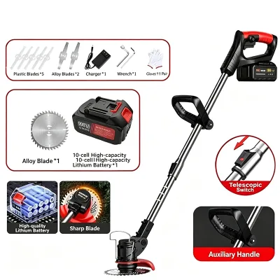 Adjustable Telescopic Cordless Grass Trimmer Electric Brush Cutter Portable Lawn Mower for Yard Care