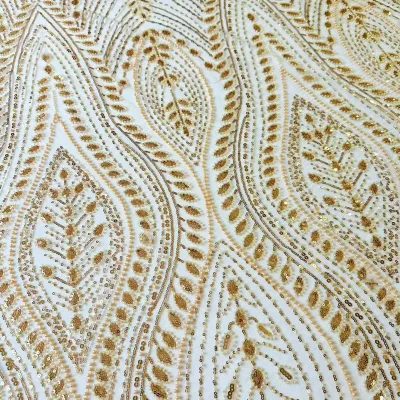 French Champagne-toned European-American Court-style Bridal Fabric Spaghetti Strap Full-coverage Beadwork Sequins Beaded Piping