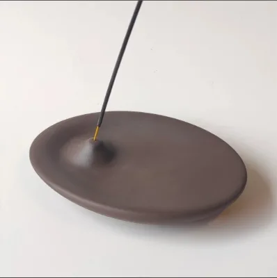 Brown Stick Incense Holder, Stoneware Stick Incense Burner, Handmade Ceramic Incense Burner Ash Catcher
