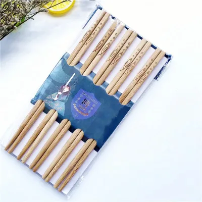 10inch Reusable Bamboo Chopsticks Engraved Custom Logo Printing Card Wholesale High Quality 5 Pairs Gift Set Dishwasher Safe