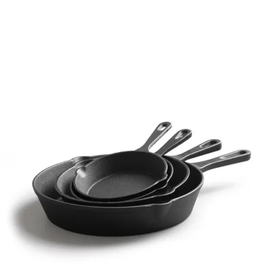 In Stock Grill Pan Sizzling Hot Plate Fry Pan 4pcs Set Cast Iron Cooking Steak Plate Cookware Set Fryingpan Skillet Pan