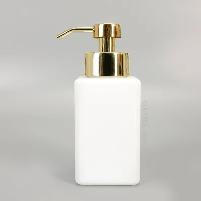350ml Square Bathroom Frosted Bottle Home Clear Glass Bottle Soap Dispenser Bottle With Stainless Steel Pump