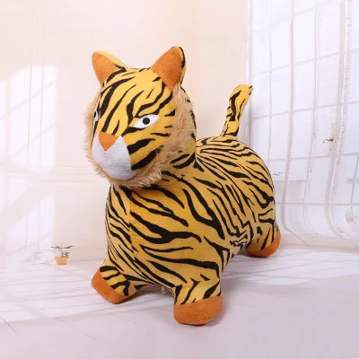 Soft Stuffed Tiger Bouncing Hopping Toy Inflatable Ride on Animal Hopper