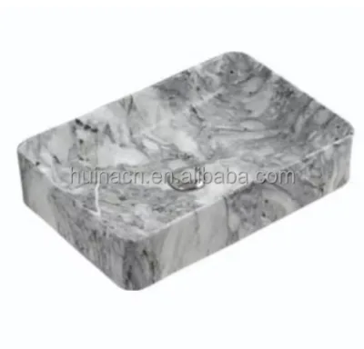 Factory Wholesale Lavabo Art Ceramic Marble Above Counter Basin Rectangular Shape Basin for Hotel Bathroom