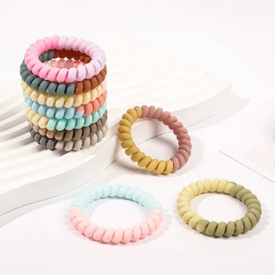 Fashionable Dual Color Patchwork Frosted Phone Line Elastic Hair Band Candy Ponytail Elastic Hair Band