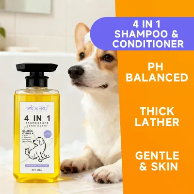 MOKERU 500ML Private Label Puppy Shampoo Moisturizing Cleaning Dry Shampoo Puppy Lavender Chamomile Shampoo