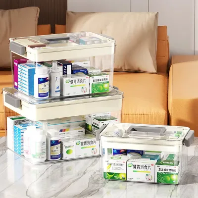 DOOSO Transparent Medicine Container Household Medicine Plastic Box Portable Medical First Aid Box