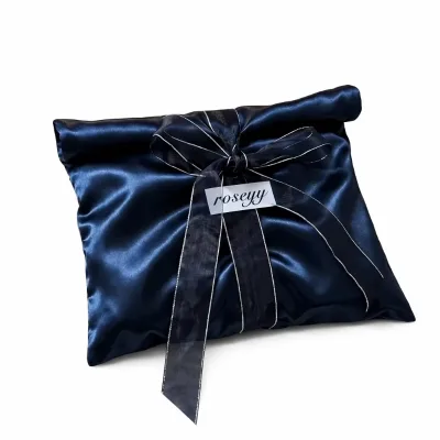 GXS Luxury Navy Blue Satin Dustproof Bag Silk Ribbon Bow Gift Packaging Pouch for Wedding Jewelry Shoes Bags Bulk Wholesale