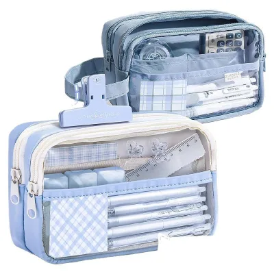 Large Capacity Transparent Cute Fabric Pencil Case Junior High School Students' Special Stationery Box Boys Girls School