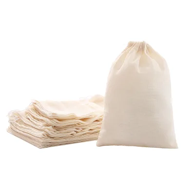 6*8cm Customizable Size Wedding Party Tea Storage Multipurpose Sachet Bags 50 Pieces Muslin Cotton Drawstring Bags for Shopping