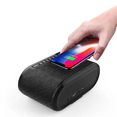 Modern Style 10W Alarm Clock Radio for Bluetooth Speaker Bookshelf Speakers Wireless Charger for Mobile Phone Plastic for