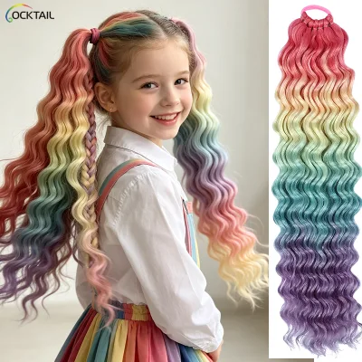 Factory Wholesale Dyed Color Ponytail Different Ombre Color Tones Rainbow Color Ponytail