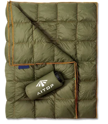 Soft Warm Weatherproof Duck Down Camping Quilt, Extra Large Lightweight Blanket for Camping, Indoor & Outdoor