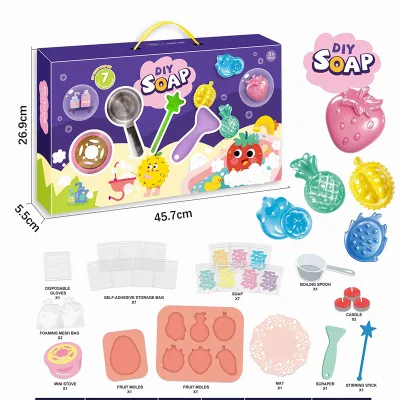 Stem Educational Science Experiment Toy Diy Soap Making Factory Kit for Children Fruit Shape Handmade Craft Activity