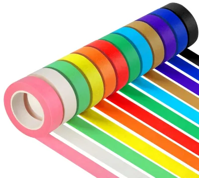 Bview Art 12 PCS Eco-Friendly 1.7cm*12m Single Sided Masking Tape DIY Craft Colored Tape Rolls Acrylic Sticker for Painters