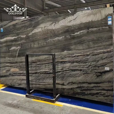 GOLDTOP Luxury Polished Misty Rain Jiangnan Marble Soft Grey Vein Slabs for Elegant Feature Walls and Serene Flooring Designs