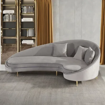 Elegant Curve Design Minimalist Italian Living Room Furniture Modern Velvet Couch Hotel Project Villa Light Luxury Home Sofa