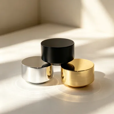 Hot Sale Unique Luxury Fancy High End Gold Sliver Black 15mm Round Perfume Bottle Lid