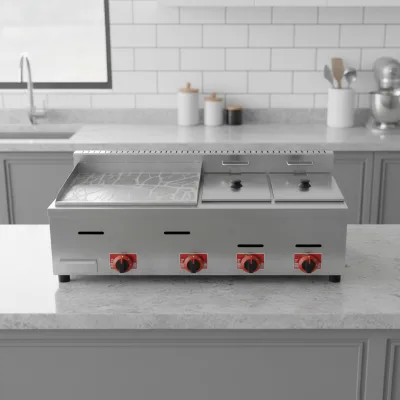 720-2 Stainless Steel Gas Fryer with Griddle 5.5L Capacity 1 Year Warranty