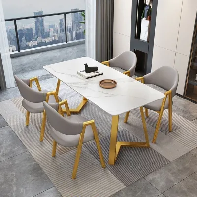 Yao Dong YD-G002 Factory-Custom Extendable Modern Rectangular Stone-Top Eco-Friendly Home Furniture Kitchen Dining Room Set Set