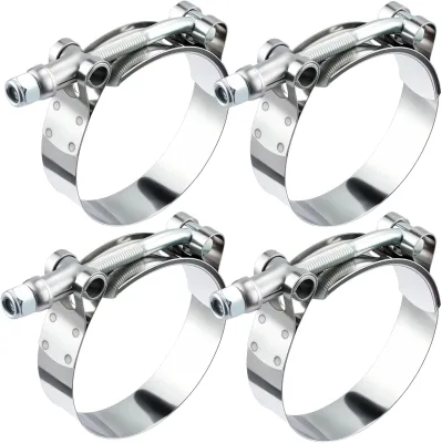 304 Stainless Steel T-Bolt Hose Clamp 2-4 Inch Adjustable, High Pressure & Corrosion Resistant for Automotive/Piping Systems