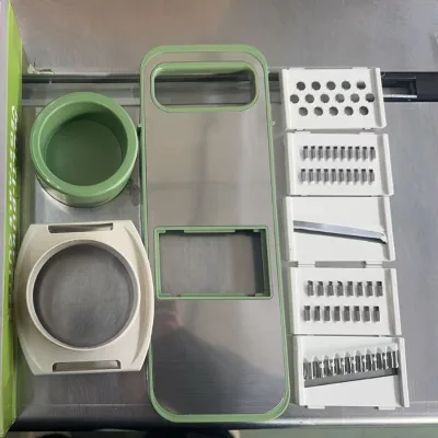 Vegetable Slicer Mandoline Grater with 5 Blades Food Cutter Set Grinding Shredding Crinkle Cut Tool for Kitchen 3 Colors
