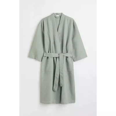 BODHANA Hotel Waffle Bathrobes with Customized Embroidery logo 100% cotton Hotel Spa Waffle Bathrobe