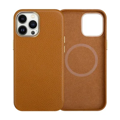 Shockproof and Fall Resistant Cowhide Phone case Suitable for iPhone 13pro, 12 Magnetic Suction Complete Phone case
