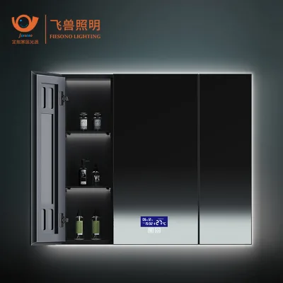 Modern Three Door Wall Mounted Bathroom Storage Cabinet with Mirror Defogging LED Smart Light Water Resistant
