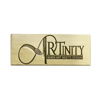 Furniture Metal Brush Antique Brass Logo Printed Metal Name Labels Rectangle Shape Alloy Flexible Metal Plate for Furniture